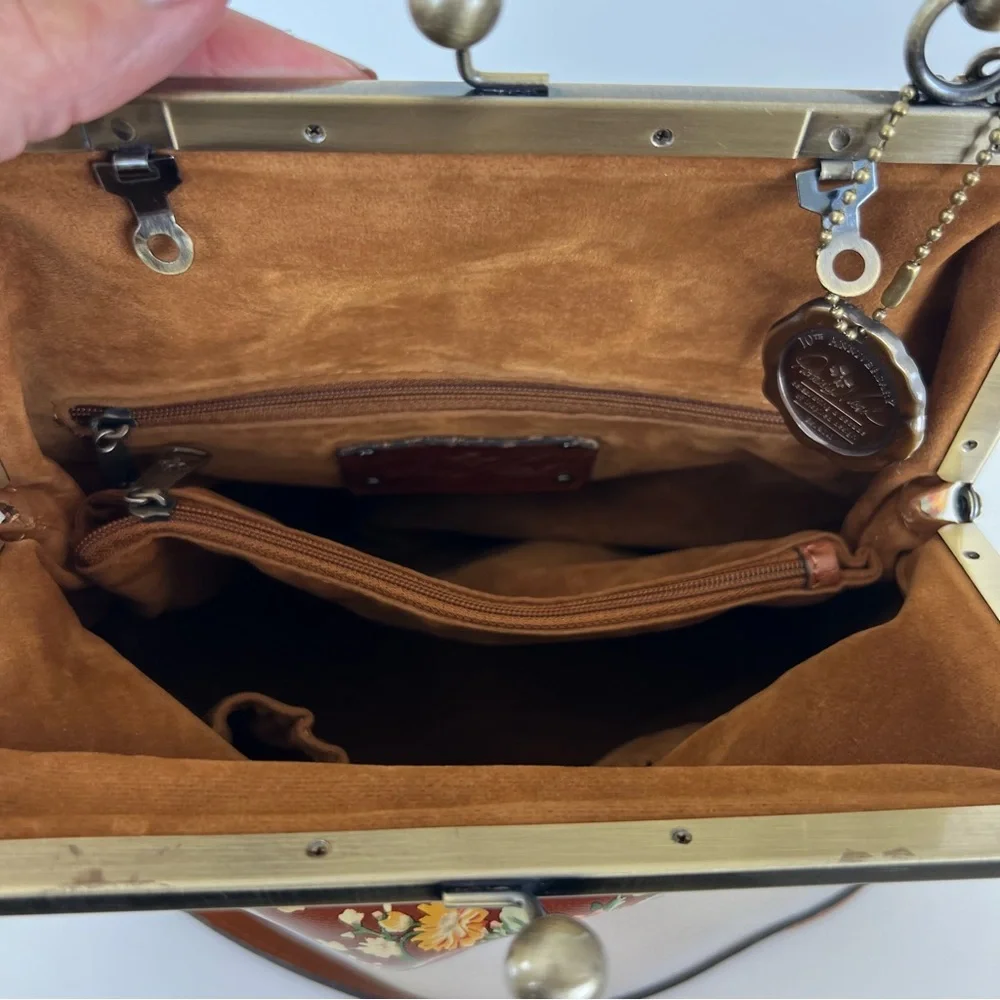 PATRICIA NASH Amalfitana Vintage Botanical Garden Leather Frame Shoulder Satchel